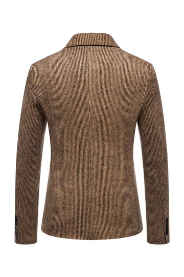 Khaki Tweed One Button Notched Lapel menn Blazer